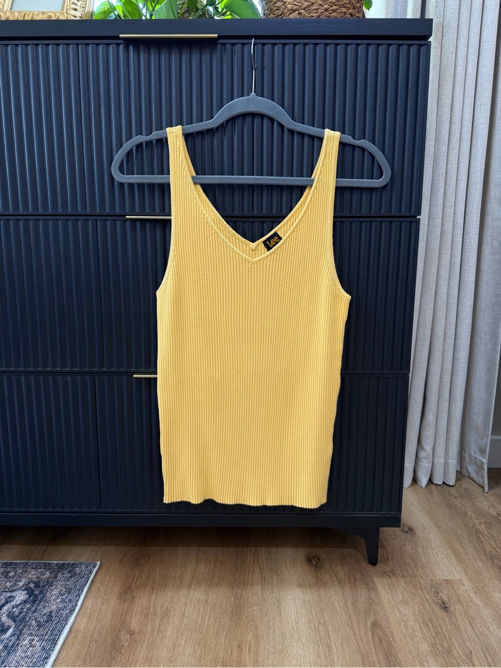 Vintage Lee Pastel Yellow Ribbed Tank Top – S/M